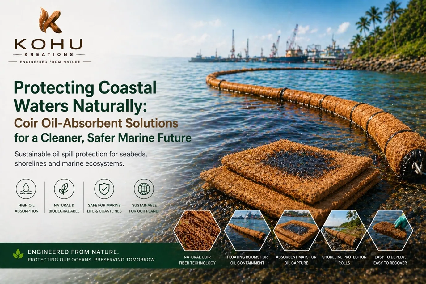 Natural Coir Oil-Absorbent Solutions for Marine Protection
